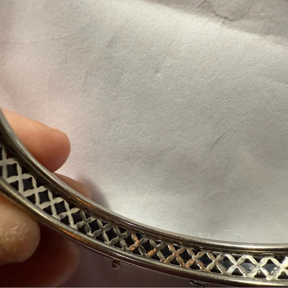 Bangle bracelet silver black w crystals vintage costume jewelry - Picture 9 of 10